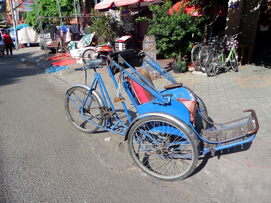 cambodian cyclo, phnom penh, cambodia, cyclo, travel, transport, taxi, transportation, mode of transportation, land vehicle