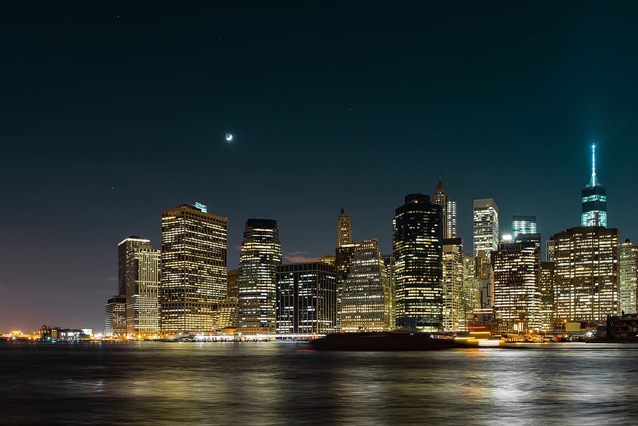 edificios de Nueva York, horizonte, ciudad y urbano, fondo de pantalla hD, noche, nYC, arquitectura, estructura construida, ciudad, exterior del edificio de oficinas