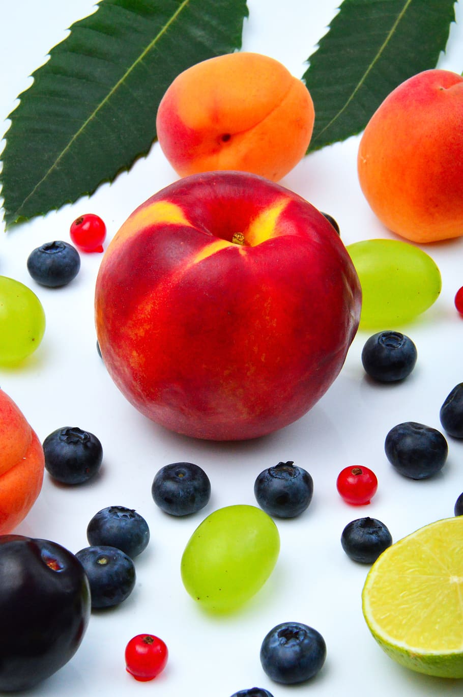 color, frutas, durazno, lima, limón, uva, fresco, dulce, saludable, alimentos