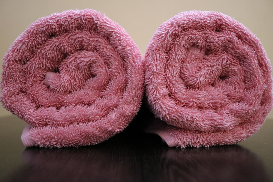 bath towel, 450 gsm, color pink, wool, art and craft, indoors, textile, close-up, ball of wool, craft