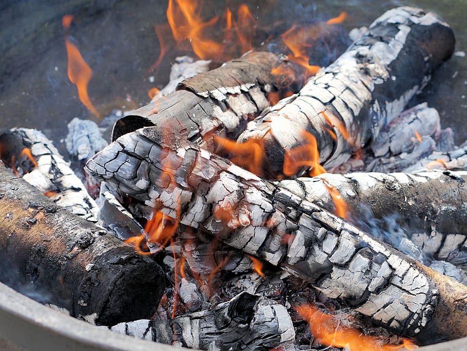 wood, fire, flame, smoke, flare-up, ash, burn, campfire, heat, hot