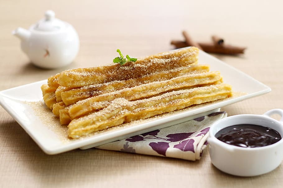 churros, food and drink, food, sweet food, ready-to-eat, sweet, dessert, freshness, plate, cake