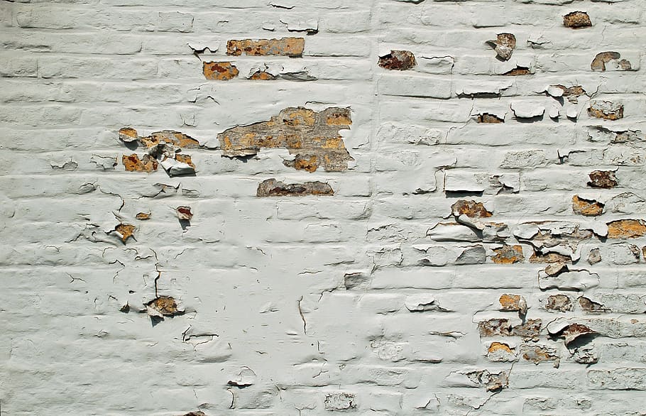 parede, branco, pintar, descascado, floco, textura, parede de tijolo, parede - característica do edifício, ninguém, estrutura construída