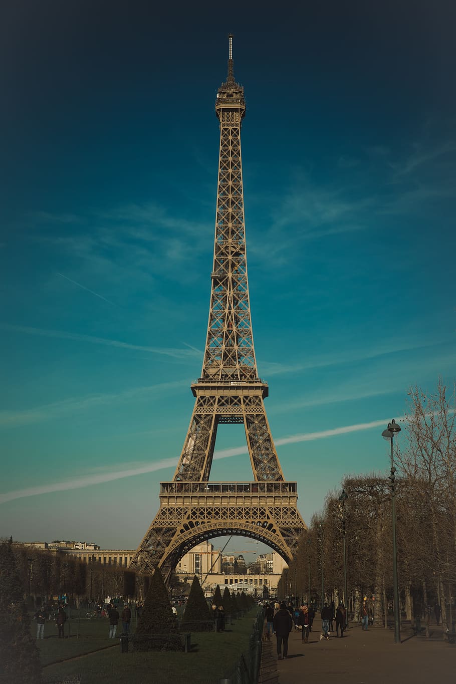 eiffel tower, paris, france, blue sky, blue, dusk, evening, mobile wallapaper, street, city