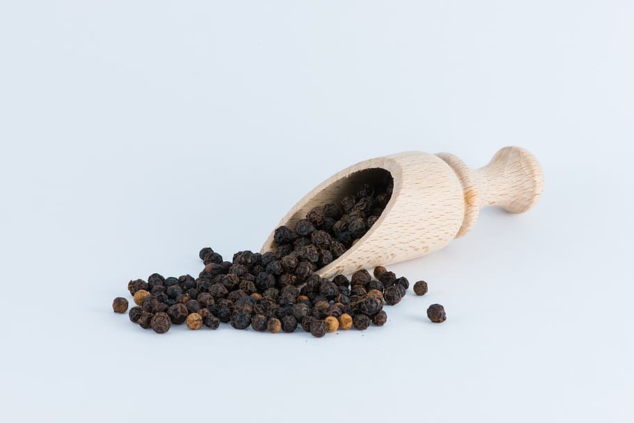 pepper, peppercorns, spices, cook, food, kitchen, spice, ingredients, wood, cooking