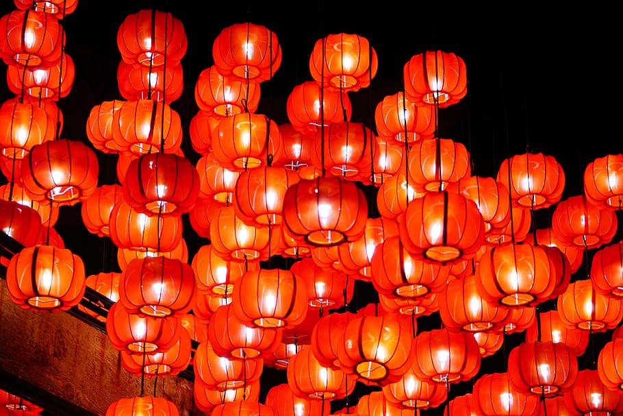 chino, año nuevo chino, linterna, rojo, asiático, lámparas, lámparas rojas, linternas chinas, equipo de iluminación, linterna china