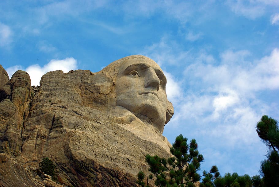 george washington on rushmore, mount, rushmore, usa, president, memorial, rock, monument, landmark, sculpture
