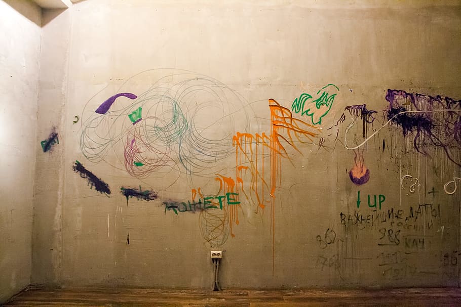 grafite, parede, pintura, fundo, velho, angustiado, cor, colorido, superfície, parede de graffiti