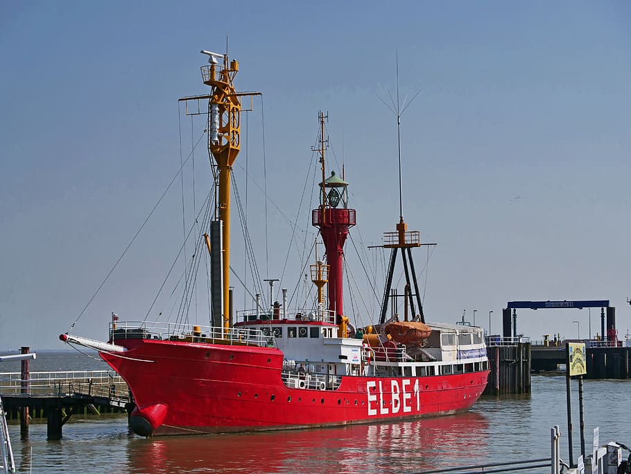 lightship, elbe1, historically, museum ship, cuxhaven, elbe, mouth of the elbe river, north sea, shipping, shipping lane