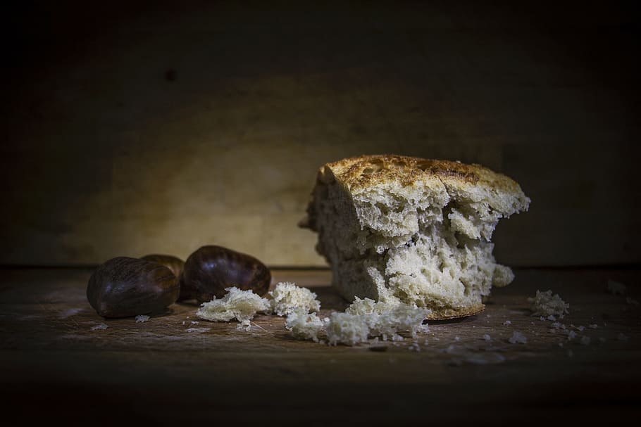 bread, baked, dark, food, indoors, food and drink, table, still life, wood - material, freshness