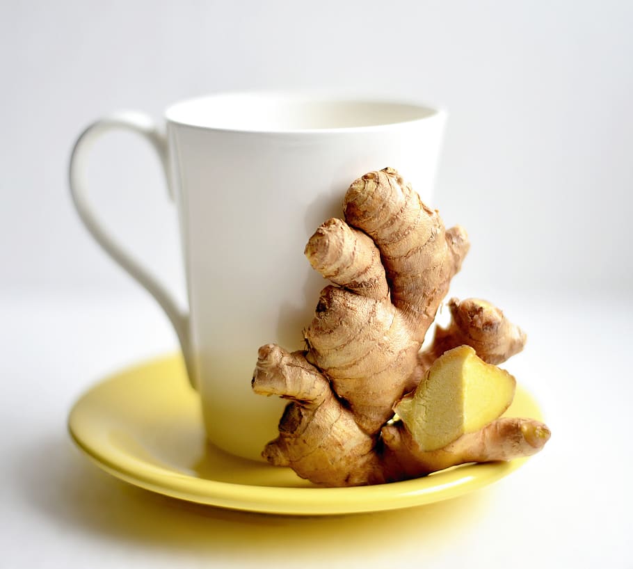 ginger, ginger tea, hot drink, drink, ginger root, food and drink, food, cup, mug, studio shot