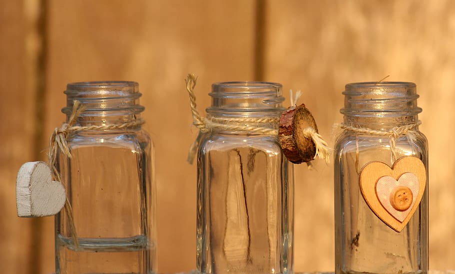 jars, wazoniki, decoration, glass, decorative, jar, container, glass - material, transparent, wood - material
