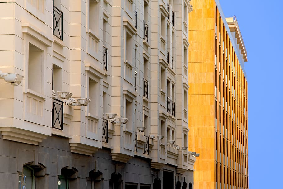 buildings, facade, street, architecture, modern, city, urban, beirut, lebanon, building exterior