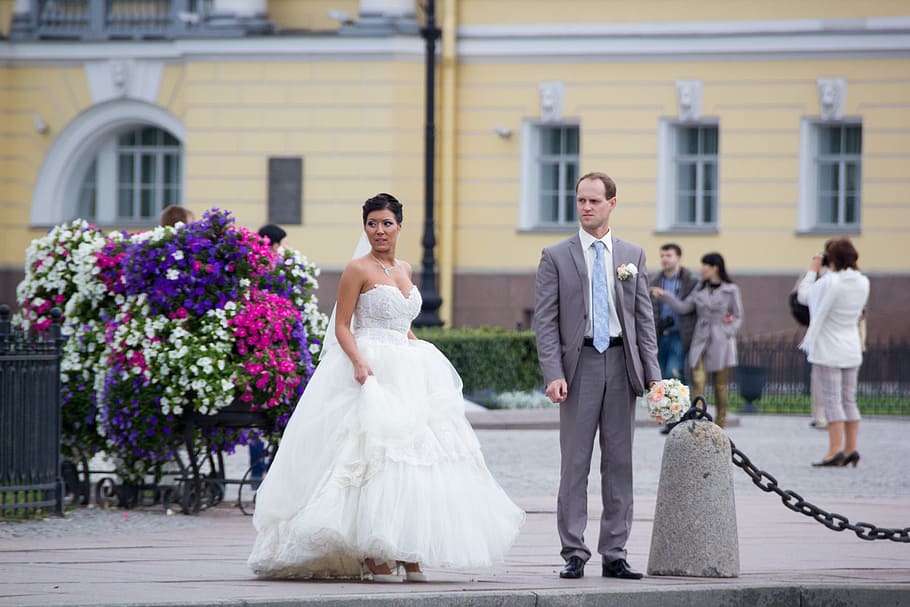 casamento, pessoas, juntos, dois, mulher, jovem, rússia, parque, Peterhof, SPB