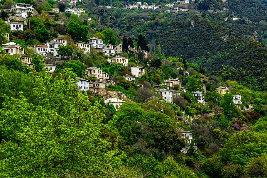 greece, village, architecture, countryside, mediterranean, landscape, scenery, traditional, houses, neighbourhood