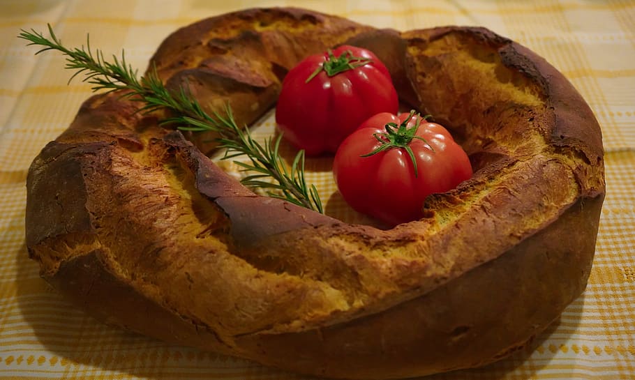 bread, tomatoes, rosemary, homemade, rustic bread, food, tomato, home-made bread, foodart, italy
