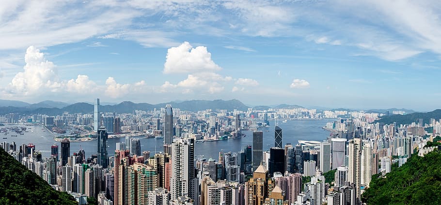 Hongkong, victoria harbour, Panorama, hong, kong, kota, victoria, pelabuhan, tempat kejadian, pariwisata