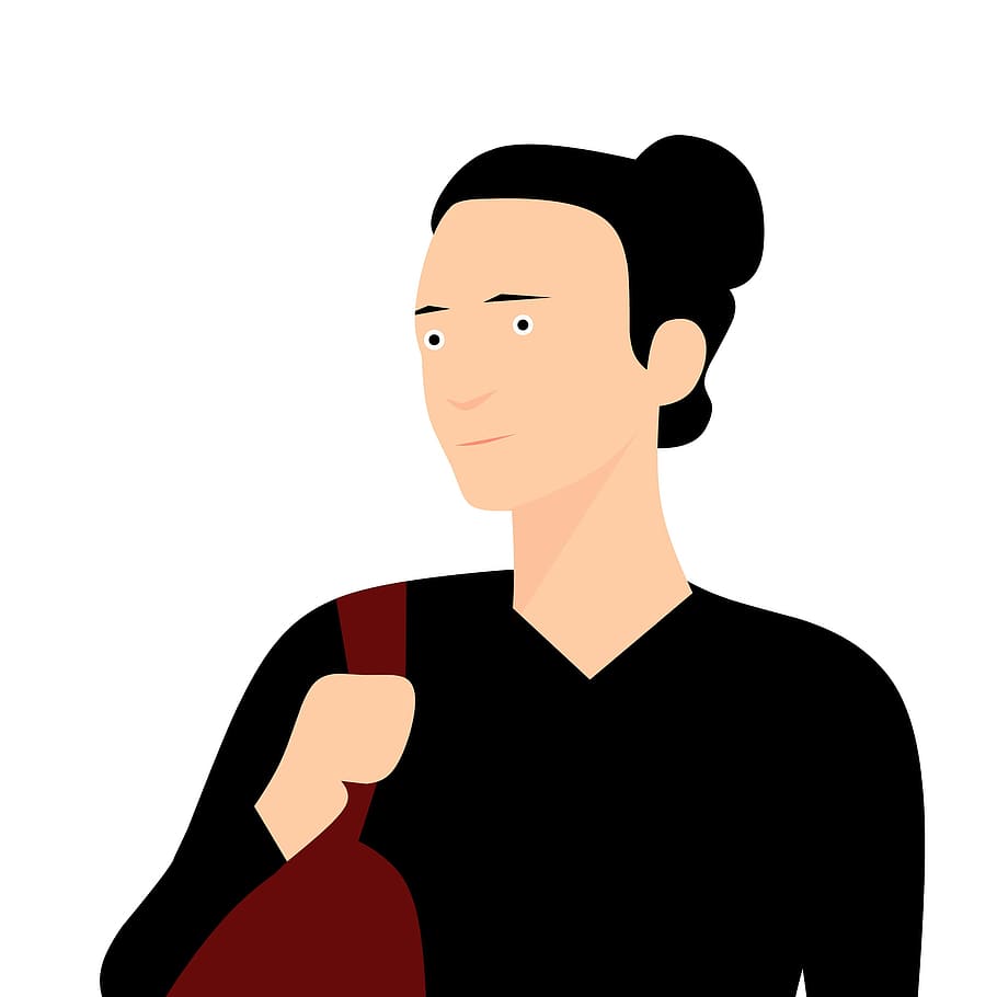 ilustrasi, wanita, gelap, rambut., avatar, orang, bisnis, pengguna, karakter, set