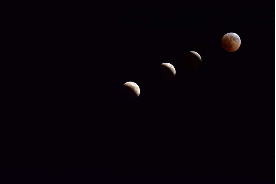 moon, full moon, lunar eclipse, sky, star, total lunar eclipse, red moon, night, moon phases, dark