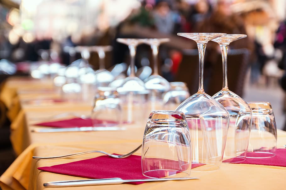 beautiful, glasses, restaurant, city street, table, business, glass, food and drink, focus on foreground, household equipment
