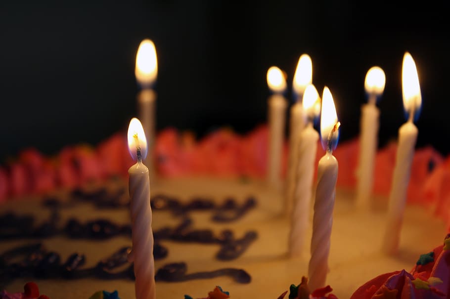 cumpleaños, pastel, velas, celebración, fiesta, postre, glaseado, formación de hielo, delicioso, llama