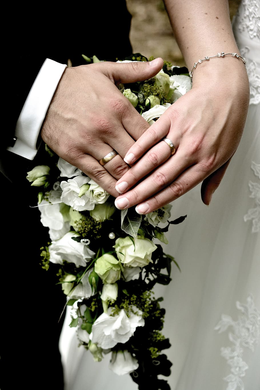 bride and groom, hands, wedding, love, marry, marriage, luck, together, rings, pair