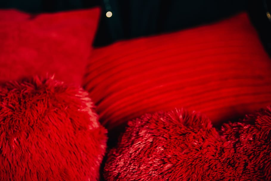 detalhes, romântico, vermelho, roupa de cama, plano de fundo, almofadas, textura, dia dos namorados, close-up, ninguém