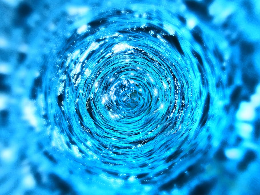water, aqua, tunnel, liquid, concentric, circle, sparkles, water surface, texture, blue