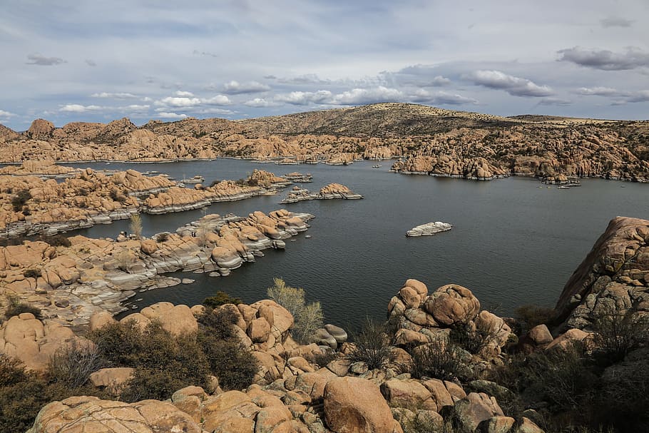 granite rocks, -, watson lake view, view., Arizona, Climbing, Clouds, Cloudy, Erosion, Lake