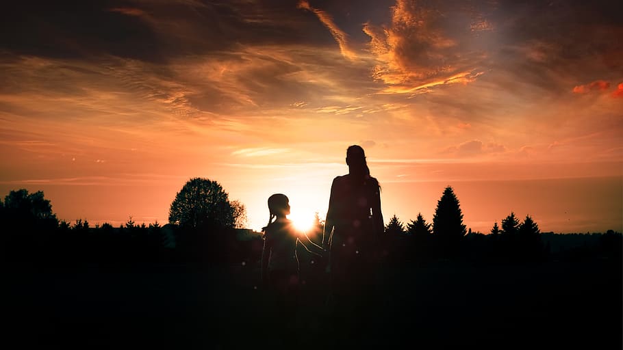 mother, child, family, daughter, girl, happy, together, luck, sunset, walk
