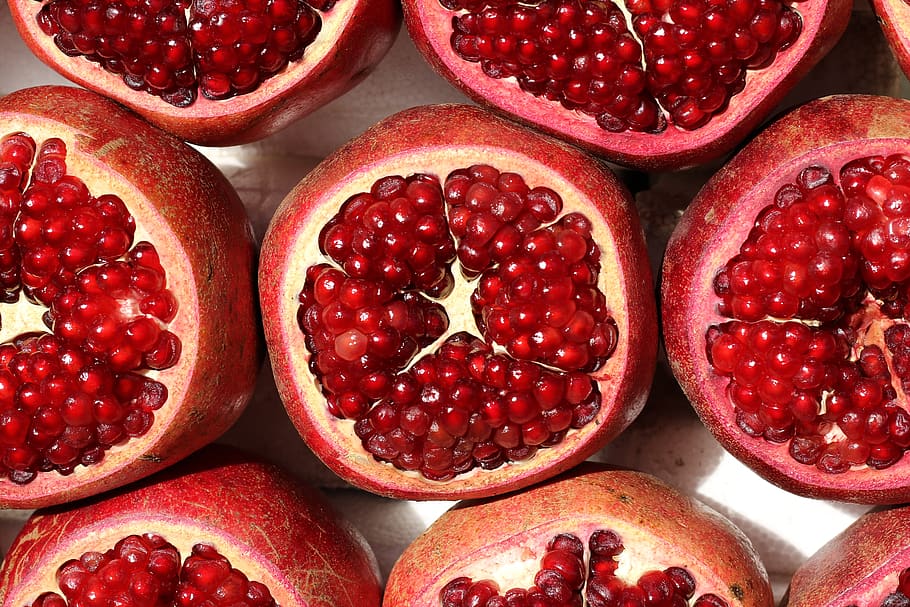 fruits, pomegranate, healthy, ripe, tasty, fruit, healthy eating, red, food and drink, wellbeing