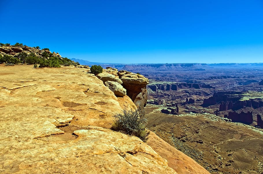 overlooking white rim, desert, rock, canyonlands, national, park, utah, landscape, sandstone, nature