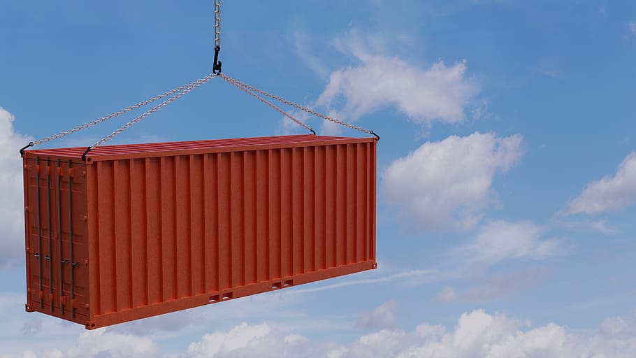 container, cargo, trade, transport, marketing hub, 3d, blender, sky, cloud - sky, built structure