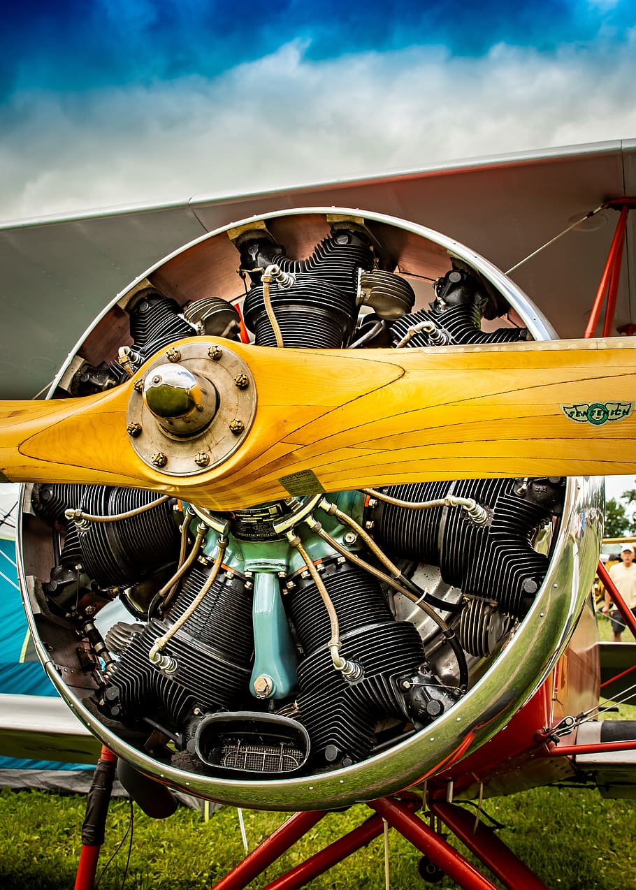 avión, vintage, antiguo, clásico, aviación, retro, exhibición aérea, hélice, día, modo de transporte