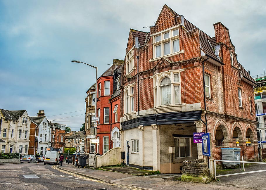 bournemouth, england, houses, architecture, buildings, street, town, neighbourhood, building exterior, built structure