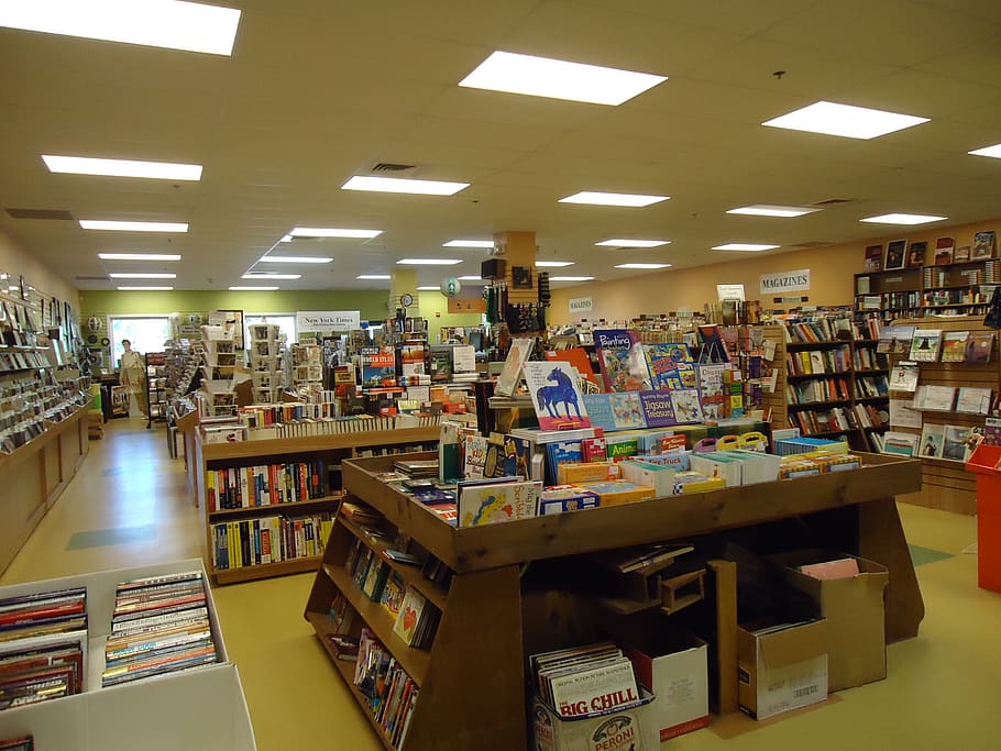 livraria, livros, mesa, exibir, prateleira, prateleiras, loja, comprar, venda, escolha