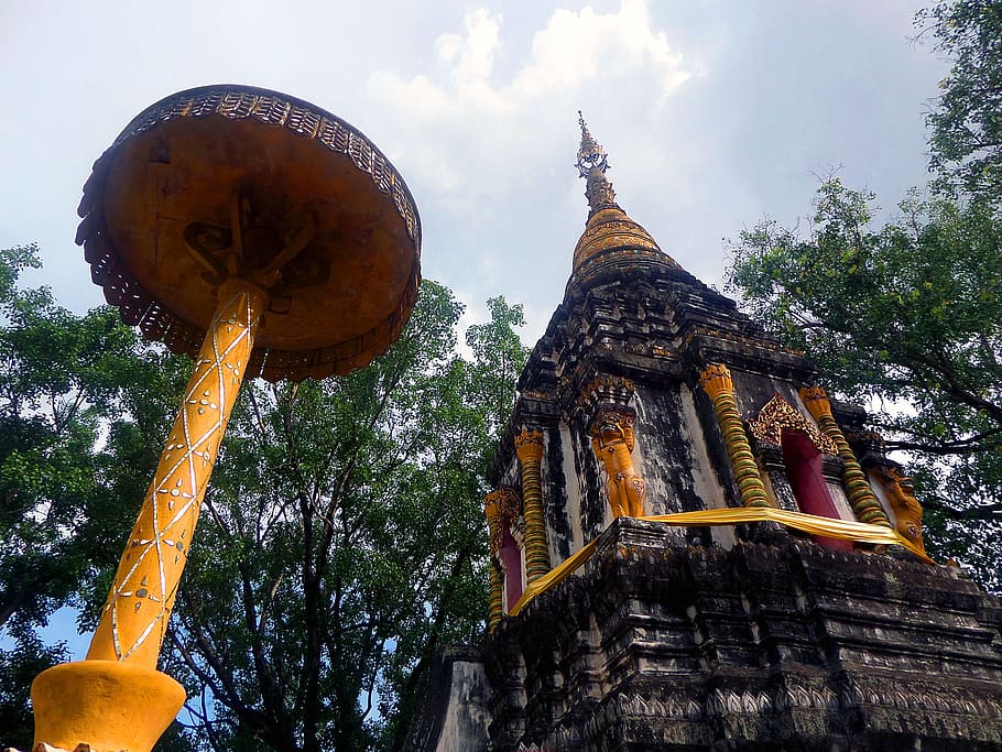 antigua, pagoda del templo budista chedi, chiang, mai, tailandia, pagoda, budista, budismo, chedi, histórico