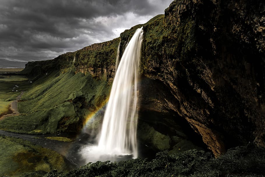 cachoeira islandesa, natureza, islândia, rio, água, cachoeira, paisagens - natureza, movimento, beleza na natureza, longa exposição
