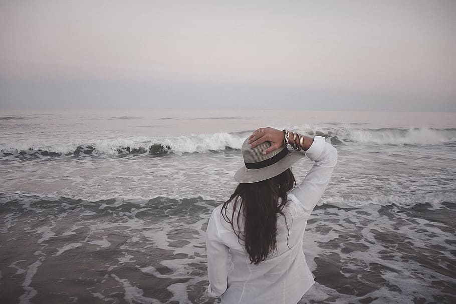 girl, beach, sea, water, human, activity, river, tides, waves, one person