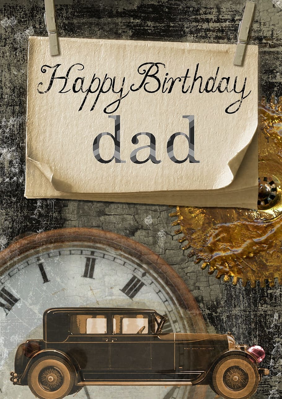tarjeta, cumpleaños, deseo, gráficos, papel, papá, padre, texto, comunicación, escritura occidental