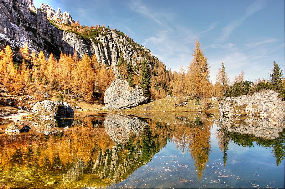 lago federa, dolomites, landscape, alpine, nature, lake, italy, mountains, alpine panorama, belluno