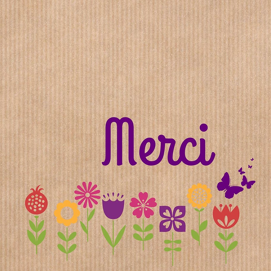 thank you, stylized flowers, flowers, abstract, graphic design, kraft, modern, colors, spring, text