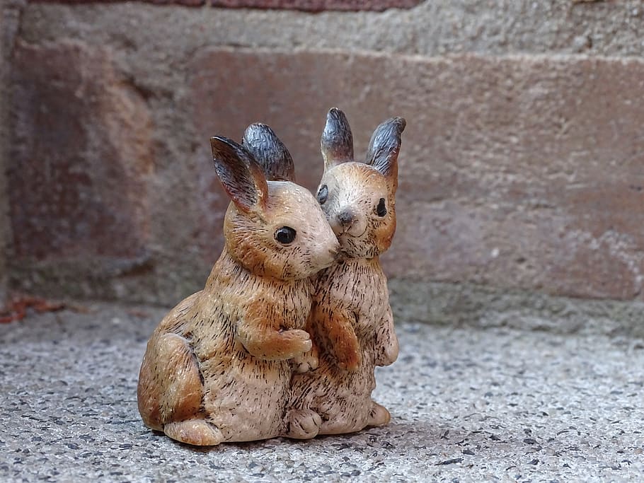 hare, bunny couple, couple, figure, easter, easter bunny, rabbit, mammal, animal themes, rabbit - animal