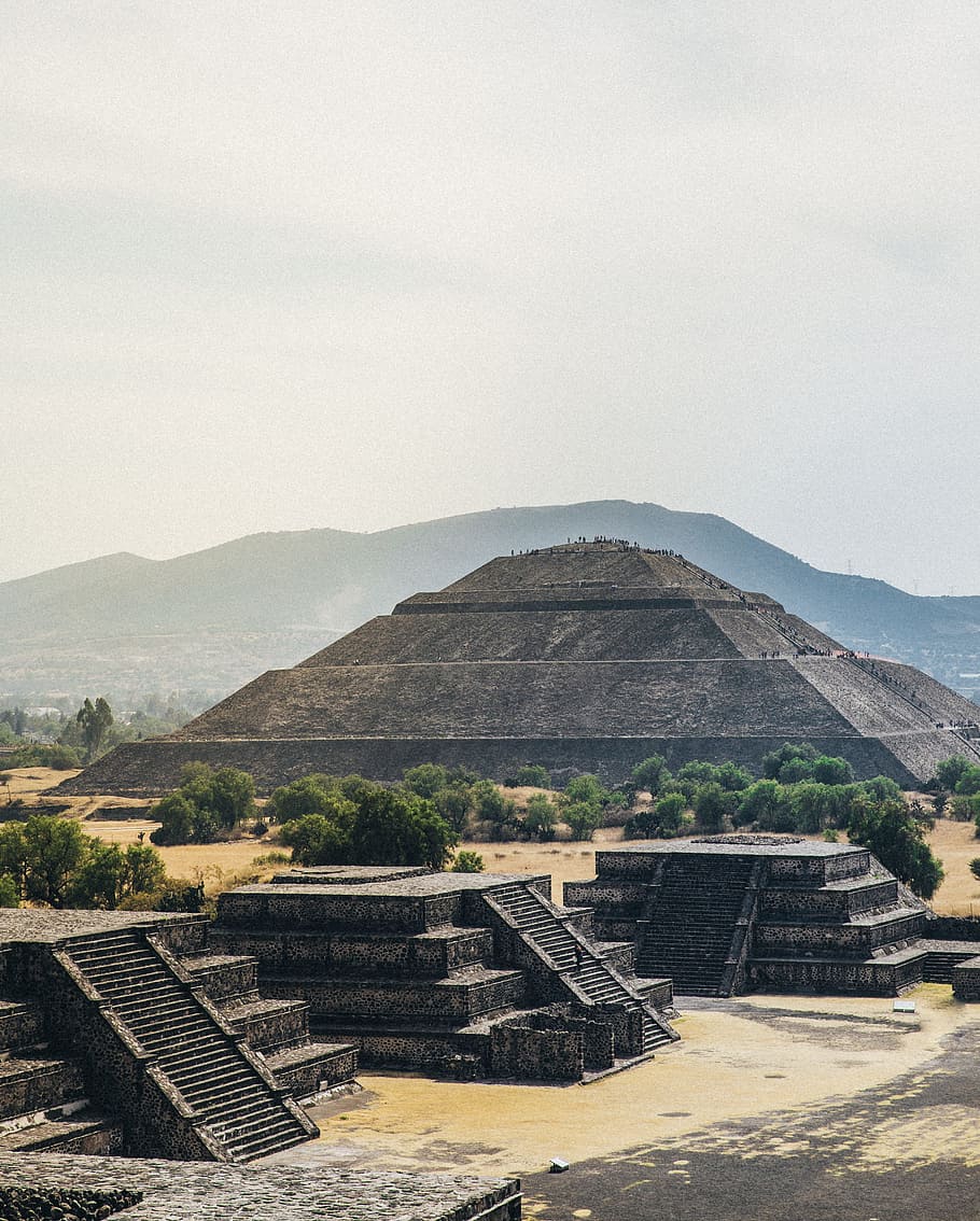 pirámide, sol, estado de méxico, méxico, estado mexico, brumoso, día, arqueología, arquitectura, arte