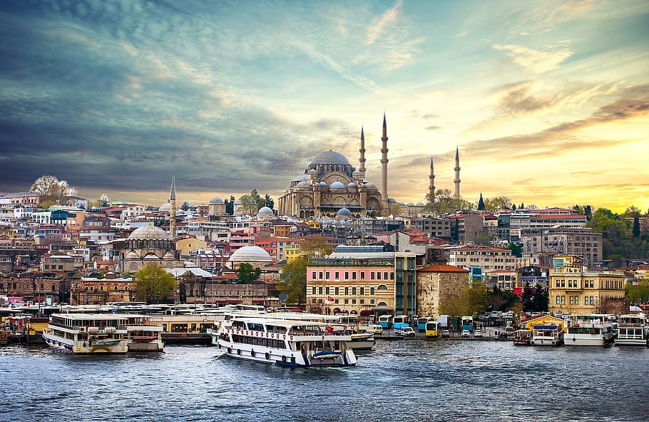 Istanbul, kota, air, panorama, perjalanan, lanskap kota, pariwisata, Arsitektur, struktur yang dibangun, eksterior bangunan