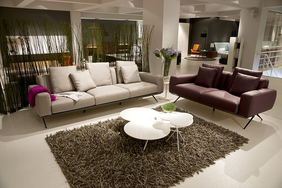 sofa, kursi, meja, meja kopi, karpet, rumah, kenyamanan, bersantai, kedamaian, salon