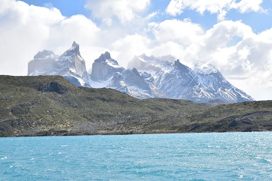 patagonia, torres del paine, taman nasional, pegunungan, lanskap, Chili, alam, abu-abu lago, panorama gunung, amerika selatan