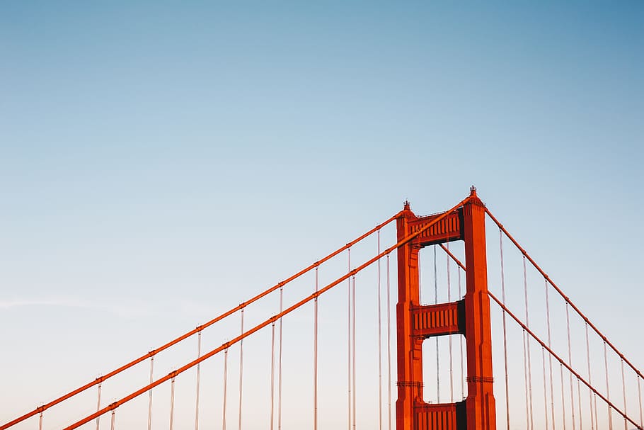 emas, pilar jembatan jembatan, arsitektur, jembatan, california, awan, pantai, ggb, gerbang emas, jembatan gerbang emas