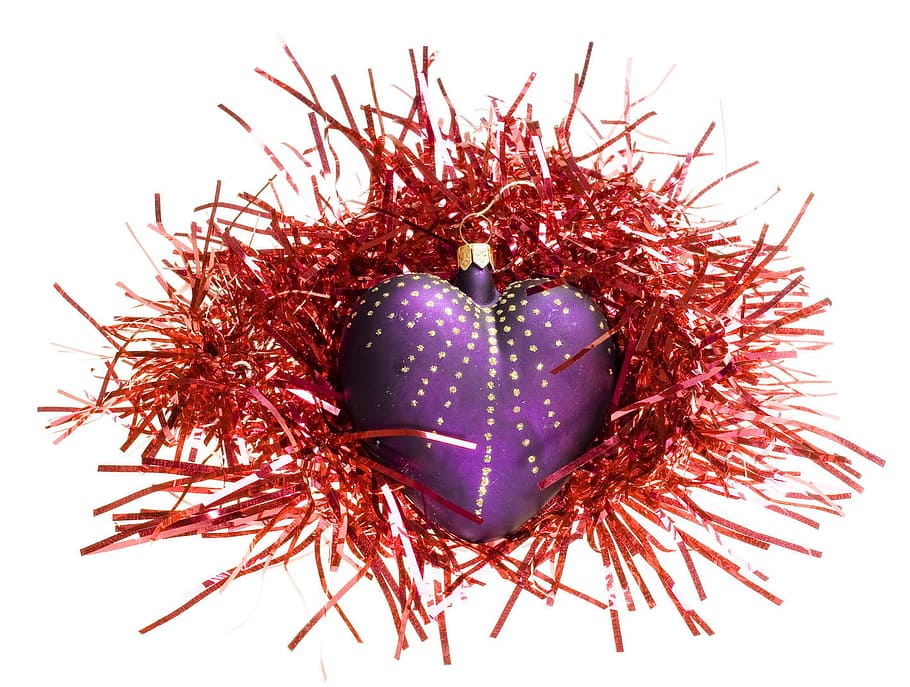 jantung, ungu, bola, perhiasan, pernak-pernik, perayaan, natal, dekorasi, liburan, riang