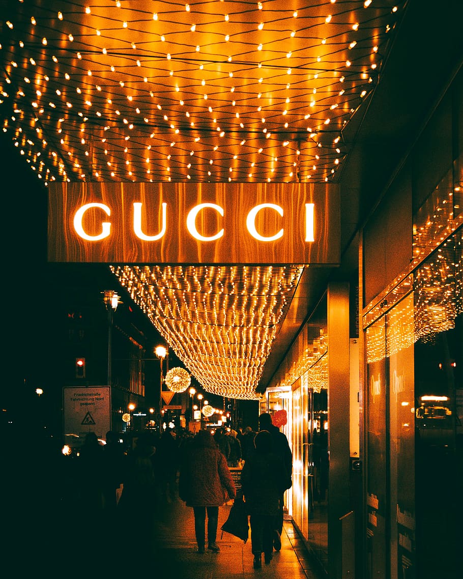 berlin, shopping, gucci, night, streetphotography, lights, gold, architecture, illuminated, built structure